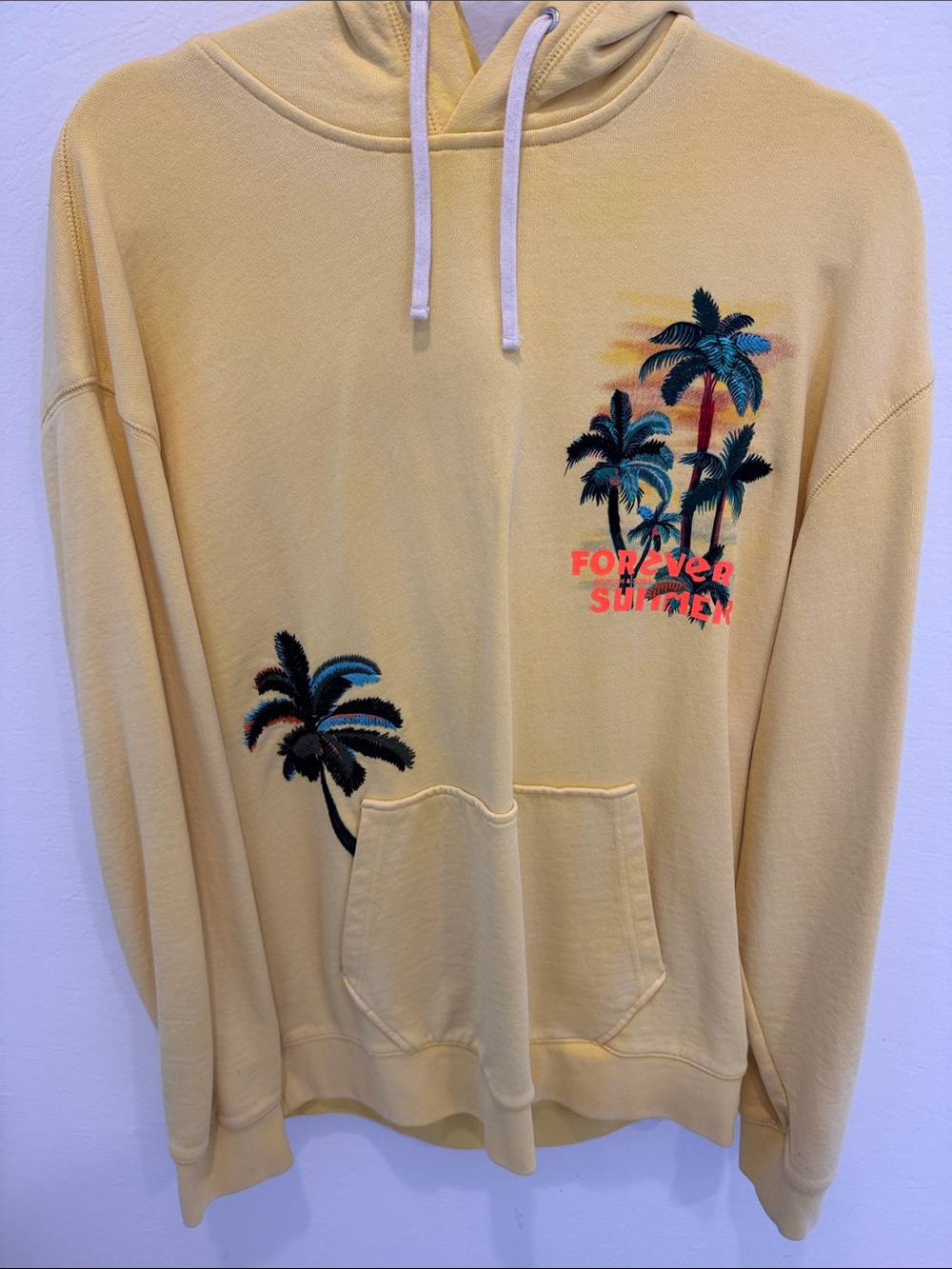 Scotch & Soda Pale Yellow Palm Embroidered Crewneck Hoodie